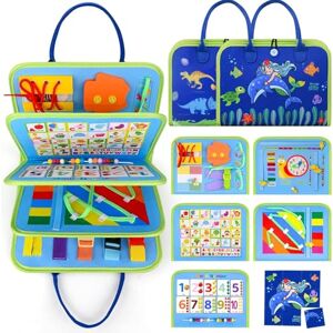 Devolamn Busy Board Toddler, 5 Capas Juguete Educativo Montessori 1 2 3 4 Años, Portátil Tablero Sensorial, Activity Board (Sirena Azul)