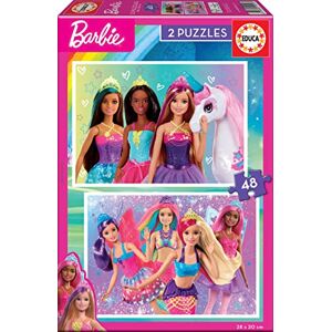 Educa - 2x48 Barbie, 2 Puzzles de cartón con 48 Piezas, diversión por Partida Doble, Medida aproximada del Puzzle: 28 x 20 cm, A Partir de 3 años (19299)