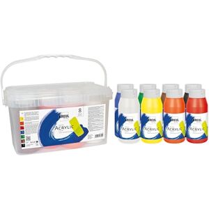 KREUL 17800 Solo Goya Triton Set, 8 frascos de 750 ml de pintura acrílica de calidad para el estudio Pintura versátil para escuelas de arte, colegios y teatro KREUL 17800 Solo Goya Triton Set, 8 frascos de 750 ml de pintura acrílica de calidad para el estudio Pintura versátil para escuelas de arte, colegios y teatro