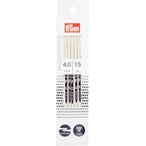 Prym Agujas de Tejer ergonómicas de Doble Punta 15 cm 4,00 mm x 1, Blanco, Talla única Prym Agujas de Tejer ergonómicas de Doble Punta 15 cm 4,00 mm x 1, Blanco, Talla única