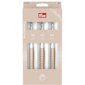 Prym Juego de agujas de ganchillo de lana, .ergonomics, color pardo, 3/4/5 mm Prym Juego de agujas de ganchillo de lana, .ergonomics, color pardo, 3/4/5 mm