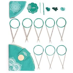 KnitPro Juego de agujas fijas Mindful Par de agujas de tejer circulares de 13 cm con accesorios Juego Mindful Serenity para principiantes, profesionales y set de regalo KnitPro Juego de agujas fijas Mindful Par de agujas de tejer circulares de 13 cm con accesorios Juego Mindful Serenity para principiantes, profesionales y set de regalo