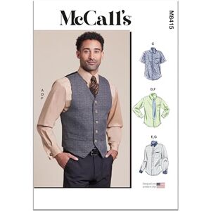 Camisa de algodón McCall's 8415AA - Botones, Pliegues - Chaleco 46-54 FR Camisa de algodón McCall's 8415AA - Botones, Pliegues - Chaleco 46-54 FR