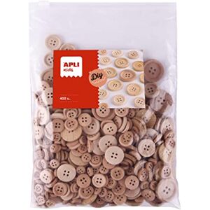 APLI Kids Bolsa con 400 botones de madera natural, en tamaños surtidos, material para manualidades APLI Kids Bolsa con 400 botones de madera natural, en tamaños surtidos, material para manualidades