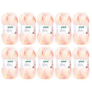 Gründl Baby color (hilo de calcetar y de ganchillo con carácter de lana hecho de 70% poliacrílico y 30% poliamida, 50 g / 150 m, tamaño de aguja: 3,5-4,5, 10 x 50 g), Coralle Multicolor Gründl Baby color (hilo de calcetar y de ganchillo con carácter de lana hecho de 70% poliacrílico y 30% poliamida, 50 g / 150 m, tamaño de aguja: 3,5-4,5, 10 x 50 g), Coralle Multicolor
