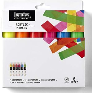 Liquitex Set de rotuladores acrílicos Punta Ancha, Colores Fluorescentes, 15 mm, 6 Unidades Liquitex Set de rotuladores acrílicos Punta Ancha, Colores Fluorescentes, 15 mm, 6 Unidades