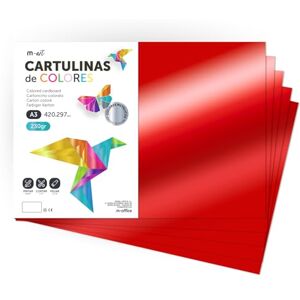 m-office Cartulina de Colores Metalizadas, Cartulina Grande A3 (29,7x42cm) Cartulinas de Colores 230gr para Manualidades, Diseños Creativos y Proyectos de Arte, Brillo Reflectante · (50 hojas, Rojo) m-office Cartulina de Colores Metalizadas, Cartulina Grande A3 (29,7x42cm) Cartulinas de Colores 230gr para Manualidades, Diseños Creativos y Proyectos de Arte, Brillo Reflectante · (50 hojas, Rojo)