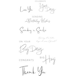 Sizzix Juego de sellos transparentes, paquete de 14 — Daily Sentiments #2 de Lisa Jones Sizzix Juego de sellos transparentes, paquete de 14 — Daily Sentiments #2 de Lisa Jones