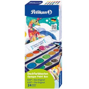 Pelikan , Set de Acuarelas para Pintura, 24 Colores Brillantes, Pincel Incluido, No Tóxicas Pelikan , Set de Acuarelas para Pintura, 24 Colores Brillantes, Pincel Incluido, No Tóxicas