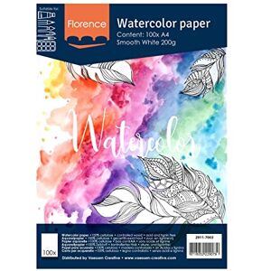 Papel de acuarela Florence de Vaessen Creative - Presionado en caliente, liso, A4 200gsm Papel de acuarela Florence de Vaessen Creative - Presionado en caliente, liso, A4 200gsm