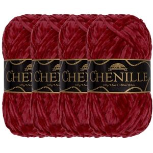 BambooMN JubileeYarn Ovillo de chenilla, peso peinado, 100 g/madeja, granate, terciopelo rojo vino granate, ovillo para ganchillo y punto, 4 madejas BambooMN JubileeYarn Ovillo de chenilla, peso peinado, 100 g/madeja, granate, terciopelo rojo vino granate, ovillo para ganchillo y punto, 4 madejas