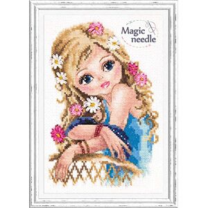 Magic needle Kit de Punto de Cruz, diseño de niña patrón contado, Algodón, Multicolor, 13 x 20 cm Magic needle Kit de Punto de Cruz, diseño de niña patrón contado, Algodón, Multicolor, 13 x 20 cm