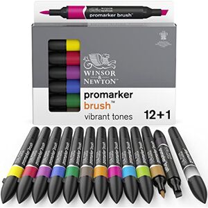 Winsor & Newton Promarker Brush Set de Rotuladores de Doble Punta, Punta Pincel, Tinta Base Alcohol, 12 + 1 Blender, Colores Vibrantes Winsor & Newton Promarker Brush Set de Rotuladores de Doble Punta, Punta Pincel, Tinta Base Alcohol, 12 + 1 Blender, Colores Vibrantes