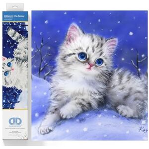 DIAMOND DOTZ Needleart World Kitten in The Snow Kit de Bordado de Diamantes, Multicolor DIAMOND DOTZ Needleart World Kitten in The Snow Kit de Bordado de Diamantes, Multicolor