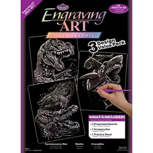 Pracht Creatives Hobby Royal & Langnickel Set de rasca y GANA, Efecto Holograma, 3 imágenes, Dinosaurios, Tiburones, cocodrilos, rasca y GANA para niños y Adultos, con rotulador y Plantillas Pracht Creatives Hobby Royal & Langnickel Set de rasca y GANA, Efecto Holograma, 3 imágenes, Dinosaurios, Tiburones, cocodrilos, rasca y GANA para niños y Adultos, con rotulador y Plantillas