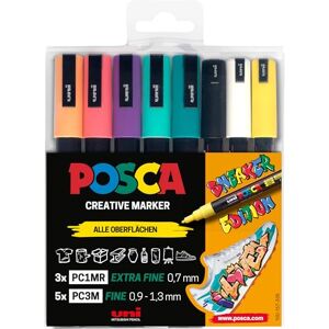 Posca Juego de rotuladores para zapatillas, estuche de 8 unidades, opacos sobre superficies claras Posca Juego de rotuladores para zapatillas, estuche de 8 unidades, opacos sobre superficies claras
