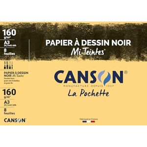 Canson Mi-Teintes-Papel de dibujo A3, 29,7 x 42 cm, diseño de hojas, color negro A3-29,7 x 42 cm Canson Mi-Teintes-Papel de dibujo A3, 29,7 x 42 cm, diseño de hojas, color negro A3-29,7 x 42 cm
