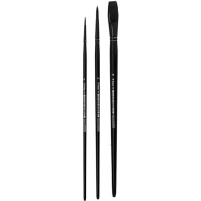 Lineo Acryl BlackSet 633, juego de pinceles de 3 piezas con pincel plano y dos pinceles redondos, pinceles finos para pintura al óleo, acrílica y acuarela Lineo Acryl BlackSet 633, juego de pinceles de 3 piezas con pincel plano y dos pinceles redondos, pinceles finos para pintura al óleo, acrílica y acuarela