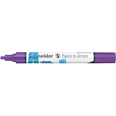 Schneider 120208 Paint-It Rotulador acrílico (con punta redonda de 4 mm, pinturas acrílicas de alta cobertura para madera, lienzo, piedra, etc.), 1 unidad, color morado Schneider 120208 Paint-It Rotulador acrílico (con punta redonda de 4 mm, pinturas acrílicas de alta cobertura para madera, lienzo, piedra, etc.), 1 unidad, color morado