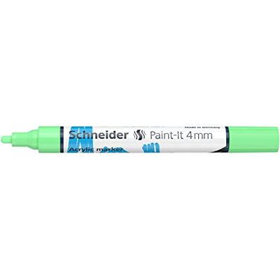 Schneider 120224 Paint-It Lápiz acrílico (con punta redonda de 4 mm, pinturas acrílicas de alta cobertura para madera, lienzo, piedra, etc.), 1 unidad, color verde pastel Schneider 120224 Paint-It Lápiz acrílico (con punta redonda de 4 mm, pinturas acrílicas de alta cobertura para madera, lienzo, piedra, etc.), 1 unidad, color verde pastel