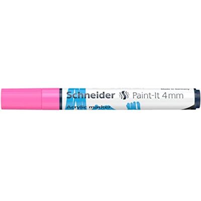 Schneider 120209 Paint-It Rotulador acrílico (con punta redonda de 4 mm, pinturas acrílicas de alta cobertura para madera, lienzo, piedra, etc.), 1 unidad, color rosa Schneider 120209 Paint-It Rotulador acrílico (con punta redonda de 4 mm, pinturas acrílicas de alta cobertura para madera, lienzo, piedra, etc.), 1 unidad, color rosa
