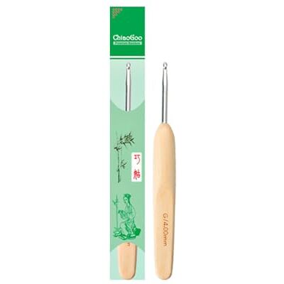 ChiaoGoo Aguja de Ganchillo con Cabezal de Metal 14 cm 0.60 mm Natural Beige y Plata 1 unidad ChiaoGoo Aguja de Ganchillo con Cabezal de Metal 14 cm 0.60 mm Natural Beige y Plata 1 unidad