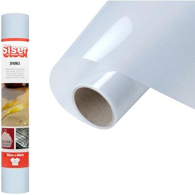 SISER ® Sparkle Clear Glitter, 30 cm x 0,5 m, vinilo termotransferible termoadhesivo con efecto purpurina brillante para personalizar tejidos, ropa y accesorios, pasatiempos creativos, fácil de cortar SISER ® Sparkle Clear Glitter, 30 cm x 0,5 m, vinilo termotransferible termoadhesivo con efecto purpurina brillante para personalizar tejidos, ropa y accesorios, pasatiempos creativos, fácil de cortar