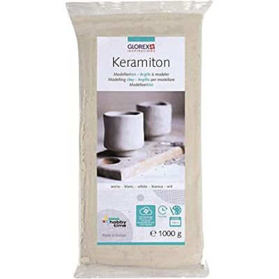 GLOREX Keramiton Blanco 1000 g plastilina endurecible al Aire e inflamable inodora para cerámica y artesanía GLOREX Keramiton Blanco 1000 g plastilina endurecible al Aire e inflamable inodora para cerámica y artesanía