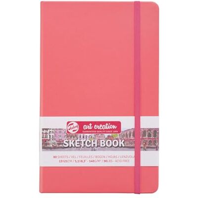 ART Sketchbook Rojo coral 13x21 cm 140 g/m² 80 hojas Papel sin ácido encuadernado en rústica para técnicas mixtas ART Sketchbook Rojo coral 13x21 cm 140 g/m² 80 hojas Papel sin ácido encuadernado en rústica para técnicas mixtas