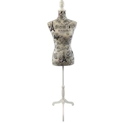 Relaxdays Maniquí Femenino Ajustable, diseño París, Base de Madera, Multicolor, 130–167 cm, 167 x 41 x 34 cm Relaxdays Maniquí Femenino Ajustable, diseño París, Base de Madera, Multicolor, 130–167 cm, 167 x 41 x 34 cm