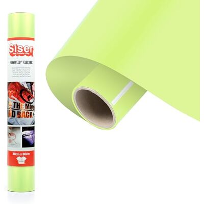 SISER ® Electric Lime, 30 cm x 1 m, vinilo termotransferible termoadhesivo cambiante para la personalización de tejidos, ropa y accesorios, aficiones creativas, fácil de cortar SISER ® Electric Lime, 30 cm x 1 m, vinilo termotransferible termoadhesivo cambiante para la personalización de tejidos, ropa y accesorios, aficiones creativas, fácil de cortar