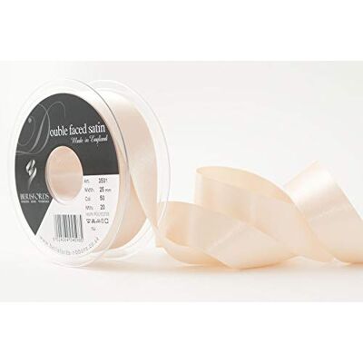 Berisfords Cinta de satén de poliéster a Doble Cara 25 mm, Color Crema Berisfords Cinta de satén de poliéster a Doble Cara 25 mm, Color Crema