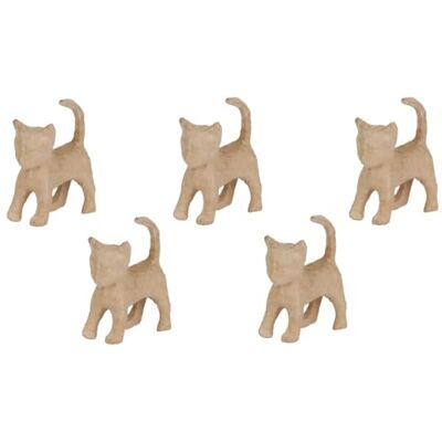 décopatch Un lot de 5 supports en papier brun pulpé 11x6x13 cm, Chaton décopatch Un lot de 5 supports en papier brun pulpé 11x6x13 cm, Chaton