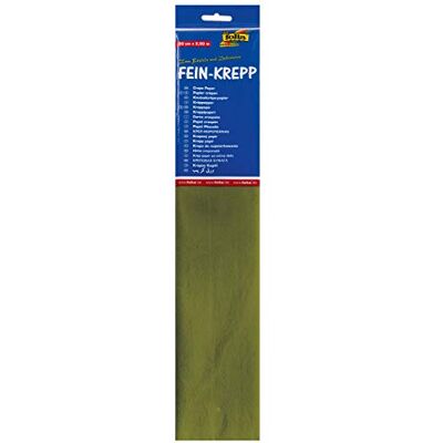 Folia Papel crepé, 10 capas de color verde oliva, cada capa aprox. 50 x 250 cm, 32 g/m², papel muy elástico y fino, con una superficie irregular y rugosa. Folia Papel crepé, 10 capas de color verde oliva, cada capa aprox. 50 x 250 cm, 32 g/m², papel muy elástico y fino, con una superficie irregular y rugosa.