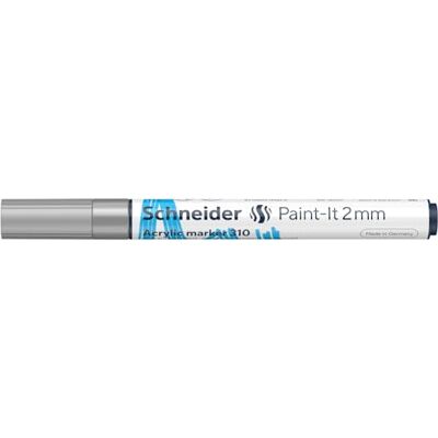 Schneider 120154 Paint-It Rotulador acrílico (con punta redonda de 2 mm, pinturas acrílicas de alta cobertura para madera, lienzo, piedra, etc.), 1 unidad, color plateado Schneider 120154 Paint-It Rotulador acrílico (con punta redonda de 2 mm, pinturas acrílicas de alta cobertura para madera, lienzo, piedra, etc.), 1 unidad, color plateado