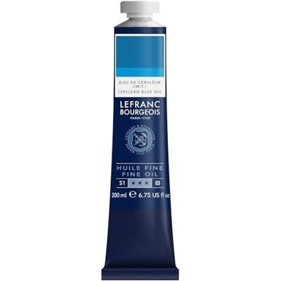 Lefranc Bourgeois Pintura al óleo fina de calidad, resistente a la luz y de consistencia uniforme, tubo de 200 ml, ideal para lienzos y tableros de pintura, Tono De Azul Cerúleo Lefranc Bourgeois Pintura al óleo fina de calidad, resistente a la luz y de consistencia uniforme, tubo de 200 ml, ideal para lienzos y tableros de pintura, Tono De Azul Cerúleo