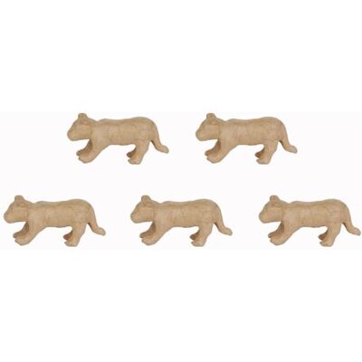 décopatch Lote de 5 soportes de papel marrón pulpado 13 x 4,5 x 6 cm, tigre décopatch Lote de 5 soportes de papel marrón pulpado 13 x 4,5 x 6 cm, tigre
