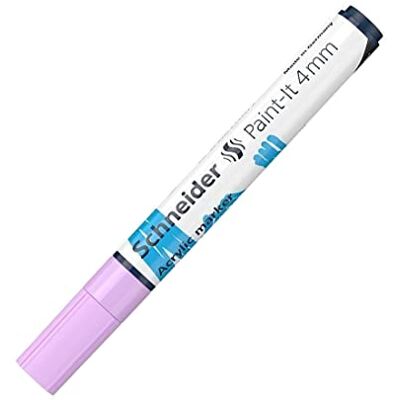 Schneider 120228 Paint-It Lápiz acrílico (con punta redonda de 4 mm, pinturas acrílicas de alta cobertura para madera, lienzo, piedra, etc.), 1 unidad, color lila pastel Schneider 120228 Paint-It Lápiz acrílico (con punta redonda de 4 mm, pinturas acrílicas de alta cobertura para madera, lienzo, piedra, etc.), 1 unidad, color lila pastel