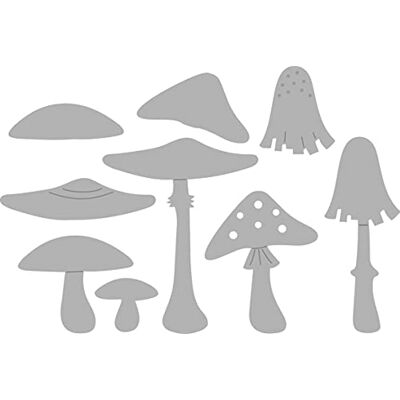 Rayher Juego de 9 troqueles de corte de metal con diseño de hongos, troqueles de papel para hacer tarjetas y álbumes de recortes, 1,6-3,9 x 0,9-5 cm, plata, acero, Rayher Juego de 9 troqueles de corte de metal con diseño de hongos, troqueles de papel para hacer tarjetas y álbumes de recortes, 1,6-3,9 x 0,9-5 cm, plata, acero,