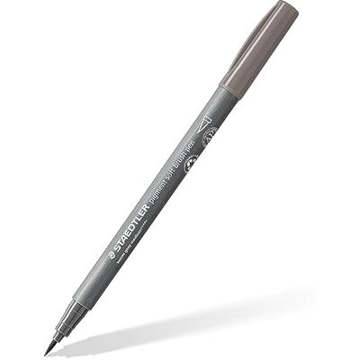 STAEDTLER Soft Brush Pen Pigment Arts, color gris medio cálido, punta de pincel suave para ancho de línea variable, resistente al agua, secado rápido, 10 rotuladores en estuche de cartón, 372-84 STAEDTLER Soft Brush Pen Pigment Arts, color gris medio cálido, punta de pincel suave para ancho de línea variable, resistente al agua, secado rápido, 10 rotuladores en estuche de cartón, 372-84