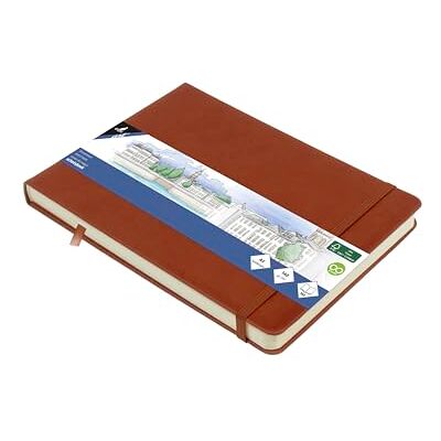 Kangaro Cuaderno de bocetos A5 Landscape Cognac PU Tapa Dura 80 Hojas 140 gramos Papel Crema con Banda Elástica y Cinta Kangaro Cuaderno de bocetos A5 Landscape Cognac PU Tapa Dura 80 Hojas 140 gramos Papel Crema con Banda Elástica y Cinta