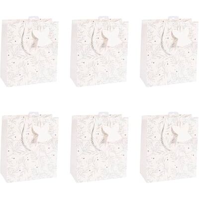 Eurowrap – Juego de 6 bolsas de regalo Excellia, tamaño mediano, 21,5 x 10,2 x 25,3 cm, 210 g, diseño de follaje sobre fondo blanco, embalaje de regalo, ideal para: libro, juego, Eurowrap – Juego de 6 bolsas de regalo Excellia, tamaño mediano, 21,5 x 10,2 x 25,3 cm, 210 g, diseño de follaje sobre fondo blanco, embalaje de regalo, ideal para: libro, juego,