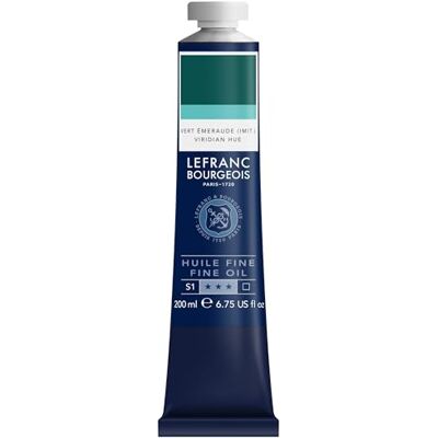 Lefranc Bourgeois Pintura al óleo fina de calidad, resistente a la luz y de consistencia uniforme, tubo de 200 ml, ideal para lienzos y tableros de pintura, Tono Verde Esmeralda Lefranc Bourgeois Pintura al óleo fina de calidad, resistente a la luz y de consistencia uniforme, tubo de 200 ml, ideal para lienzos y tableros de pintura, Tono Verde Esmeralda