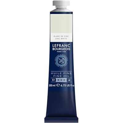 Lefranc Bourgeois Pintura al óleo fina de calidad, resistente a la luz y de consistencia uniforme, tubo de 200 ml, ideal para lienzos y tableros de pintura, Blanco De Zinc Lefranc Bourgeois Pintura al óleo fina de calidad, resistente a la luz y de consistencia uniforme, tubo de 200 ml, ideal para lienzos y tableros de pintura, Blanco De Zinc