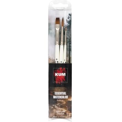 KUM Juego de pinceles artísticos Essential Watercolor, 3 piezas KUM Juego de pinceles artísticos Essential Watercolor, 3 piezas