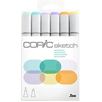 COPIC Sketch Set «Pasteles pálidos», 6 rotuladores dobles con punta mediana y punta de pincel. COPIC Sketch Set «Pasteles pálidos», 6 rotuladores dobles con punta mediana y punta de pincel.