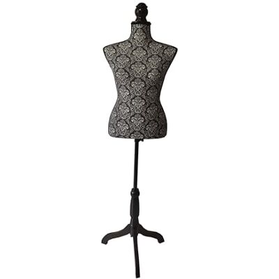 Relaxdays Maniquí de Costura Femenino, Altura Ajustable 130–167 cm, Base de Madera, Blanco/Negro, 167x41x34 cm Relaxdays Maniquí de Costura Femenino, Altura Ajustable 130–167 cm, Base de Madera, Blanco/Negro, 167x41x34 cm