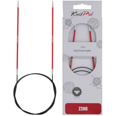 KnitPro Agujas para Tejer Circulares (80 cm x 2,5 mm, Aluminio), Color Rojo KnitPro Agujas para Tejer Circulares (80 cm x 2,5 mm, Aluminio), Color Rojo