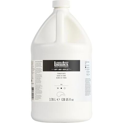 Liquitex Pintura acrílica profesional (consistencia cremosa, alta pigmentación, resistente a la luz y al envejecimiento, botella de 3,78 L), color blanco titanio Liquitex Pintura acrílica profesional (consistencia cremosa, alta pigmentación, resistente a la luz y al envejecimiento, botella de 3,78 L), color blanco titanio