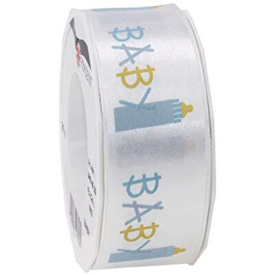 PRÄSENT Cinta de satén Estampada, Poliéster, Amarillo Claro, 40 mm width, 20 m length PRÄSENT Cinta de satén Estampada, Poliéster, Amarillo Claro, 40 mm width, 20 m length